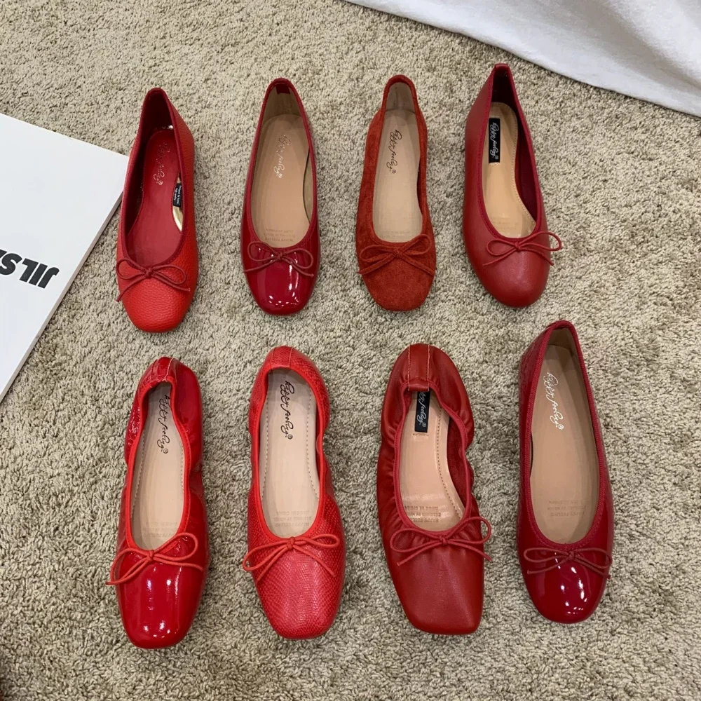 red flat shoes