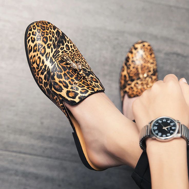 leopard print mules shoes