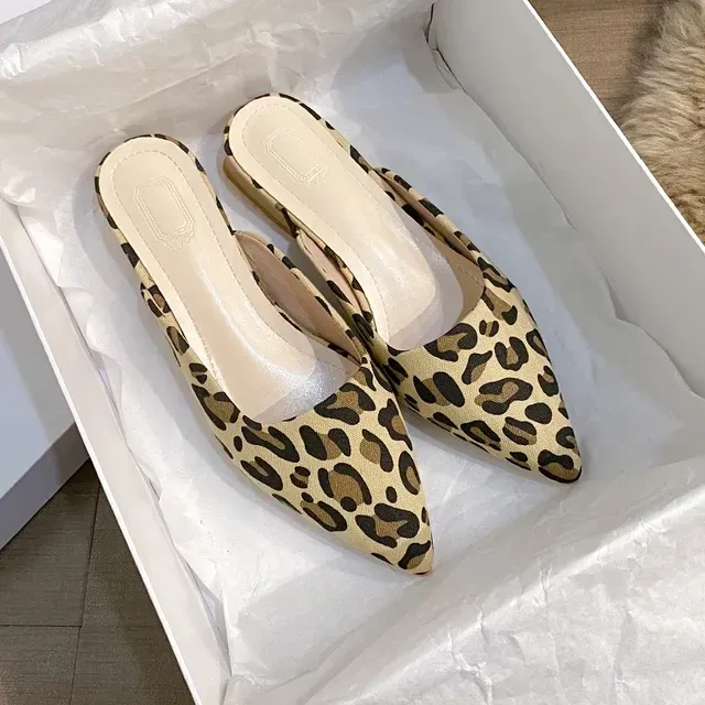 leopard print mules shoes