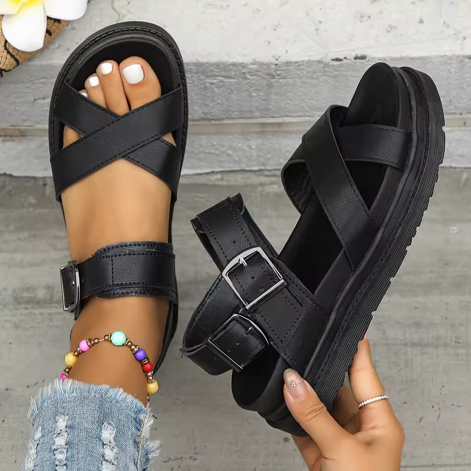 black platform sandals