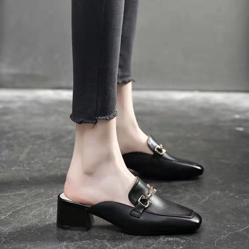 ladies black mule shoes