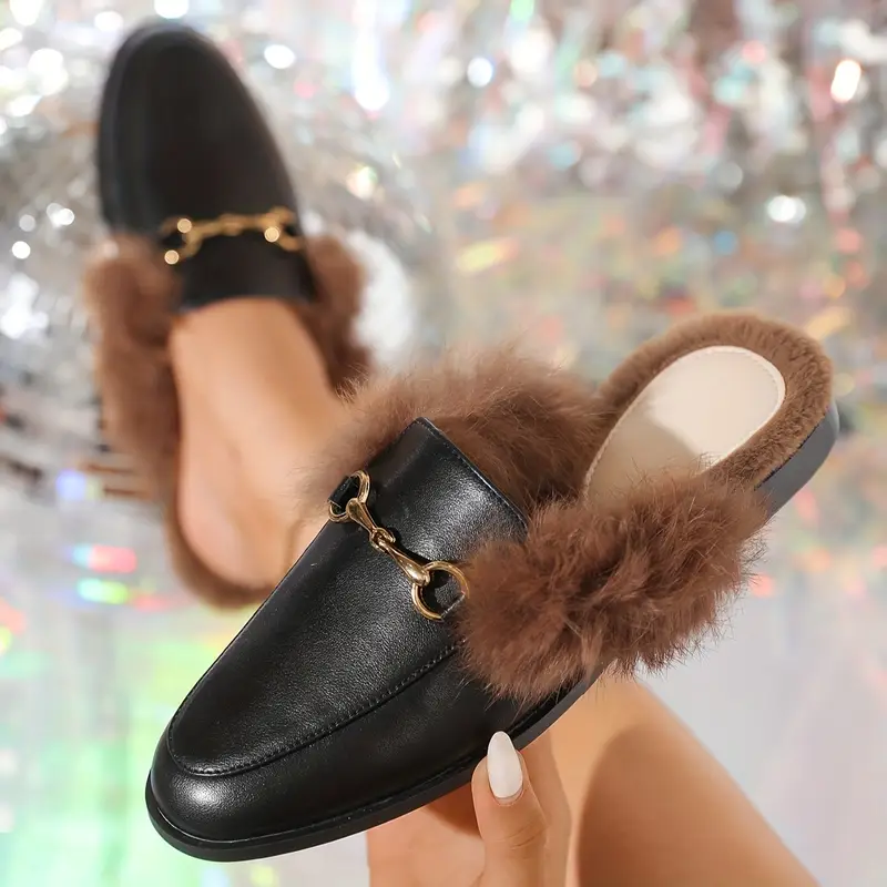 fur mules shoes